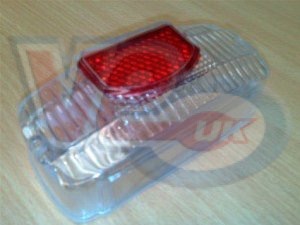 CLEAR ITALIAN REAR LAMP LENS – CEV TYPE – WITH CENTRAL HOLES