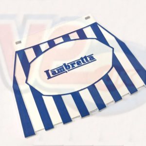 MUDFLAP – WHITE WITH BLUE STRIPES AND LAMBRETTA LOGO
