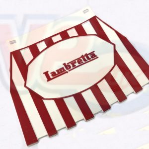 MUDFLAP – WHITE WITH RED STRIPES AND LAMBRETTA LOGO