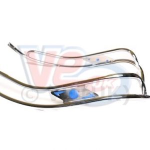 CHROME DOUBLE LEGSHIELD TRIM WITH BLUE GEMS – LAMBRETTA SERIES 1-2