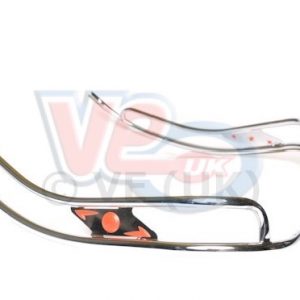 CHROME DOUBLE LEGSHIELD TRIM WITH RED GEMS – LAMBRETTA SERIES 1-2
