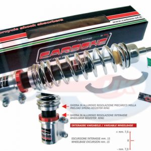 CARBONE ALUMINIUM FRONT DAMPER WITH CHROME SPRING – FEATURES RIDE HEIGHT ADJUSTMENT