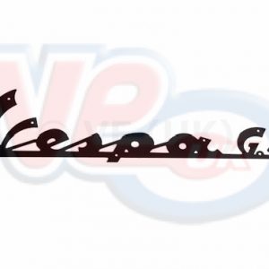 VESPA GS – THIN BLACK METAL BADGE 140mm x45mm FOR GS 150 WITH 9 HOLES