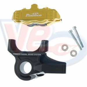 PINASCO RADIAL MOUNTED 4 POT CALIPER AND CARRIER KIT – GOLD AND BLACK