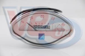 SPEEDOMETER ASSEMBLY – MPH – WHITE FACE WITH CHROME RIM