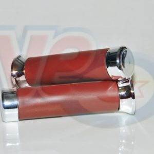 VESPA PX DISC TYPE CHROME END GRIPS WITH BROWN RUBBER