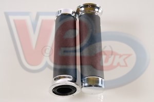VESPA PX DISC TYPE CHROME END GRIPS WITH BLACK RUBBER
