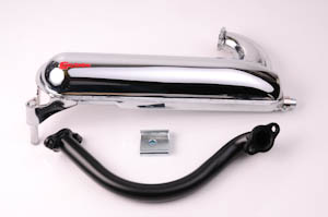 CHROME ET3 STYLE EXHAUST WITH DOWNPIPE AND CLAMP FOR THE 50-90-100 MOTORS