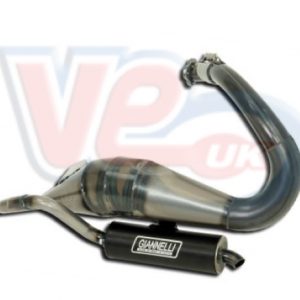 GIANNELLI RACING EXHAUST WITH BLACK MUFFLER – FOR 125-135cc MOTORS – NOT ROAD LEGAL