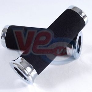 BLACK FOAM & CHROME END GRIPS – TOP QUALITY – GEARED VESPA ONLY
