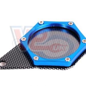 ALLOY TAX DISC HOLDER – CARBON LOOK WITH BLUE FASCIA