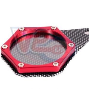 ALLOY TAX DISC HOLDER – CARBON LOOK WITH RED FASCIA