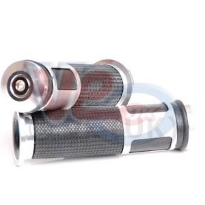 BUSH” HANDLEBAR GRIPS SILVER WITH BLACK RUBBER”