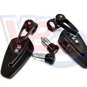 PAIR OF BAR END MIRRORS – BLACK ANODISED ALUMINIUM