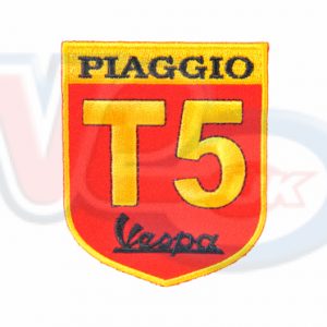 PIAGGIO VESPA T5 RED AND YELLOW SHIELD EMBROIDED SEW ON PATCH