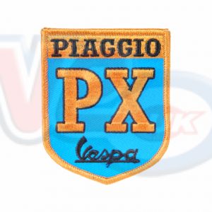 PIAGGIO VESPA PX BLUE AND YELLOW SHIELD EMBROIDED SEW ON PATCH