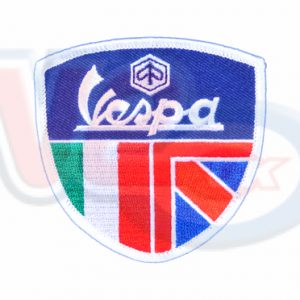VESPA UNION JACK AND ITALIAN FLAG SHIELD EMBROIDED SEW ON PATCH