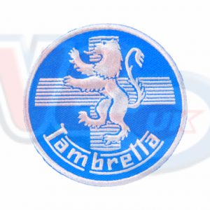ROUND BLUE LAMBRETTA EMBROIDED SEW ON PATCH