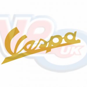 VESPA SCRIPT LASER CUT STICKER 10CM – GOLD
