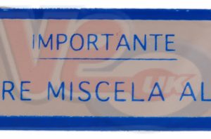 BLUE 5 PERCENT OIL MIX TANK STICKER – 58mm x 20mm – VM1-VB1-VL1-VU1