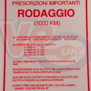RED ITALIAN RUNNING IN STICKER WITH ITALIAN TEXT – 140mm x 120mm