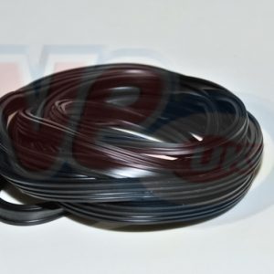 BLACK FOOTBOARD RUBBER – 14mm WIDE, 4 RIBS, 3.4 Mtr LONG