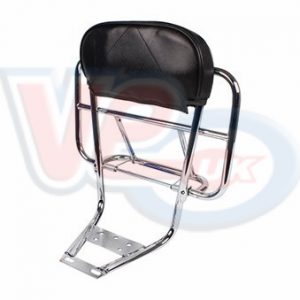 CHROME BACKREST WITH BLACK PAD AND FOLDING CARRIER – MADE IN ITALY