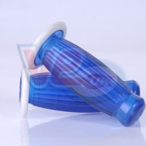 RETRO BALLOON GRIPS – TRANSPARENT BLUE WITH WHITE RING