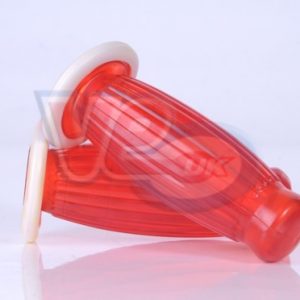 RETRO BALLOON GRIPS – TRANSPARENT RED WITH WHITE RING