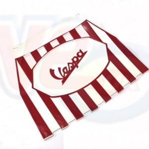 WHITE & RED STRIPED MUDFLAP WITH SCRIPT VESPA NAME