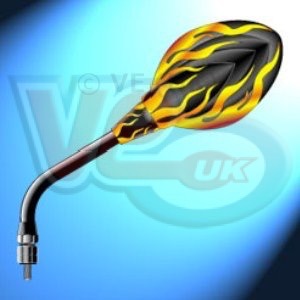 FLAME LOOK MIRROR – FITS L & R SIDE – FITS 8MM L+R + 10MM L+R THREADS
