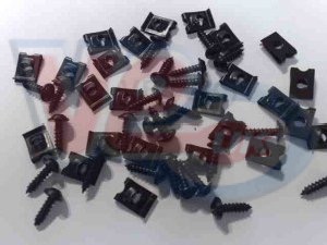 25 SETS OF BLACK 4.2 x 16mm SCREWS + BODY PANEL SPEED CLIPS