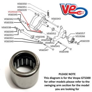 NEEDLE ROLLER BEARING FOR ENGINE SWINGING ARM – 15x21x12
