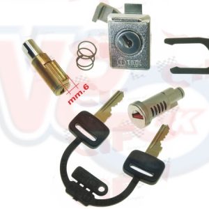 LOCK SET – 6mm STEERING LOCK + TOOLBOX LOCK + BARREL for SEAT LOCK – VESPA PX Mk1