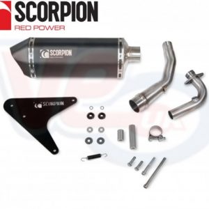 SCORPION SERKET BLACK CERAMIC EXHAUST + STAINLESS DOWN PIPE – LAMBRETTA V125 SPECIAL