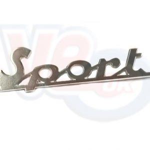 SPORT SILVER ALLOY SCRIPT BADGE