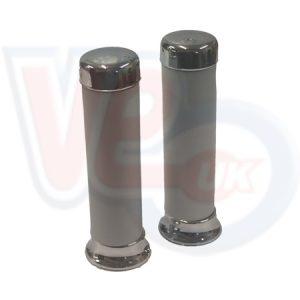 VESPA PX DISC TYPE CHROME END GRIPS WITH GREY RUBBER