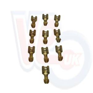 PACK OF 10 – BRASS 7.6mm FEMALE SPADE TERMINAL