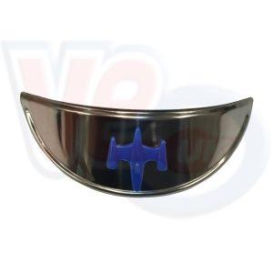 STAINLESS STEEL HEADLAMP PEAK WITH BLUE TRIM – LARGE TYPE