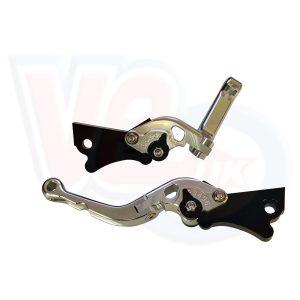 VE BILLET CNC SHORT FOLDING LEVER SET WITH ADJUSTABLE SPAN – SILVER ALLOY