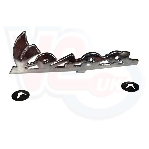 VESPA LEGSHIELD BADGE – CHROME PLASTIC – VE UK