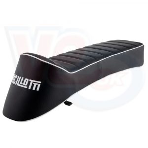 ANCILLOTTI SLOPE BACK DUAL SEAT – BLACK WITH WHITE PIPING