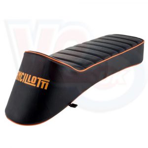 ANCILLOTTI SLOPE BACK DUAL SEAT – BLACK WITH ORANGE PIPING