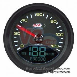 SIP DIGITAL SPEEDOMETER + TACHOMETER 2.0 with BLACK FACE – VESPA PX Mark 1
